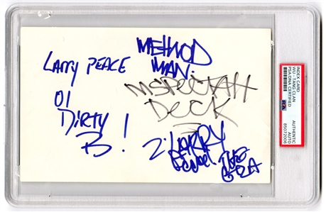 Wu-Tang Clan Vintage Signed Index Card - Featuring Ol Dirty Bastard & Method Man (PSA/DNA Encapsulated)