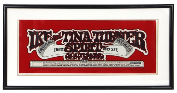 Randy Tuten Signed Ike and Tina Turner at the Winterland Original Mechanical Artwork to Concert Handbill (1970)