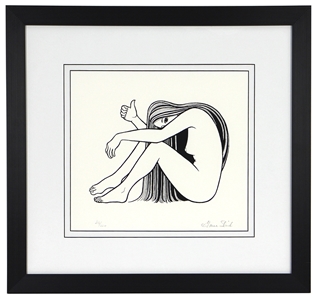 Grace Slick Signed Nude Line Drawing Limited Edition Serigraph