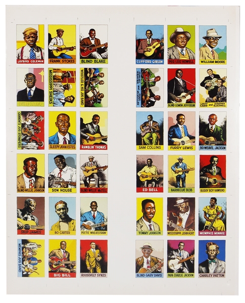 Robert Crumb Uncut “Heroes of the Blues" Trading Card Sheet
