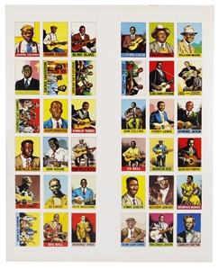 Robert Crumb Uncut “Heroes of the Blues" Trading Card Sheet