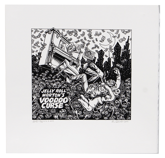 Robert Crumb Signed "Jelly Roll Mortons Voodoo Curse" Signed Limited Serigraph #88/90 - 3/4 Black & White (Wildwood Serigraph, 2014)