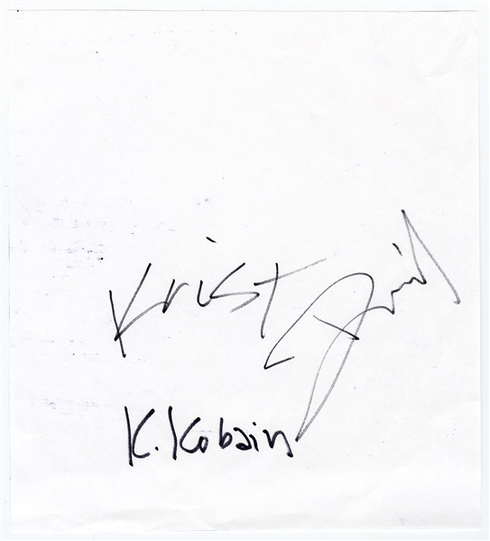 Nirvana Signed Sheet of Paper with Ultra Rare Full "K Cobain" Signature (REAL)