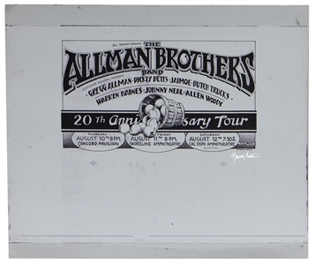 Allman Brothers Band 20th Anniversary Tour Poster Printing Plate (one-of-a-kind) & Randy Tuten Signed Tour Poster