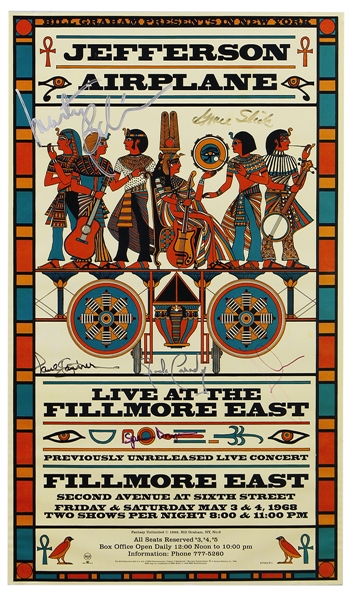 Jefferson Airplane Signed Fillmore East Concert Poster (1968)
