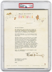 Walt Disney Signed Letter on Fantasia Letterhead (PSA/DNA Encapsulated)