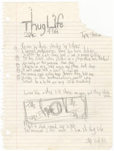 Tupac Shakur Eight Times Signed & Original Handwritten Lyrics of “Thug life" (Big Syke Collection)