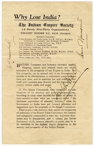 Winston Churchill Signed “Why Lose India?" 1930s Pamphlet
