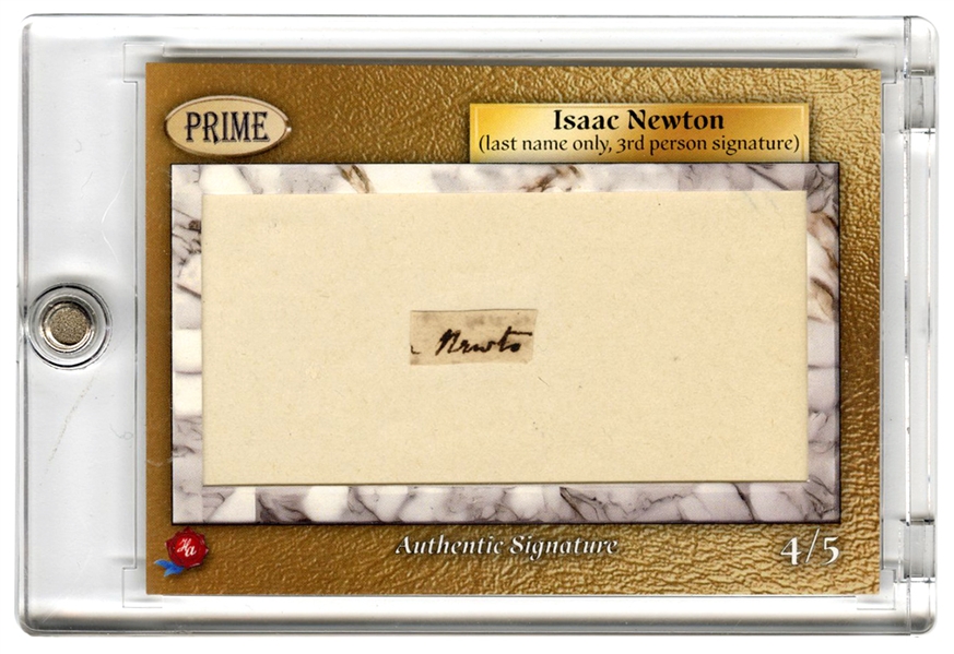 Sir Isaac Newton Rare Signed Card (4/5) (JSA)