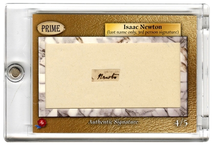 Sir Isaac Newton Rare Signed Card (4/5) (JSA)