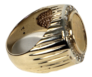 Elvis Presley Owned & Worn 14KT Yellow Liberty Head Coin Pinky Ring Surrounded with Diamonds