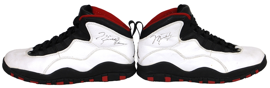 1995 Michael Jordan Game-Used and Double-Signed Nike Air Jordan X Sneakers - Worn Post-NBA Comeback (JSA & RGU)