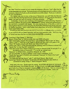 Nirvana Signed Fan Club Letter