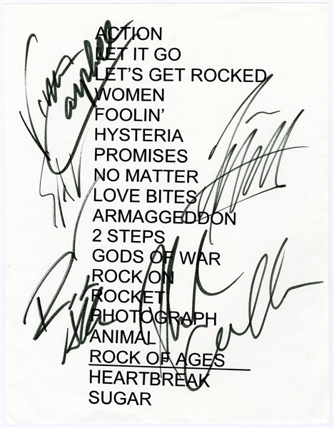 Def Leppard Signed Setlist