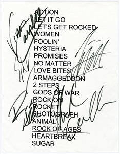 Def Leppard Signed Setlist