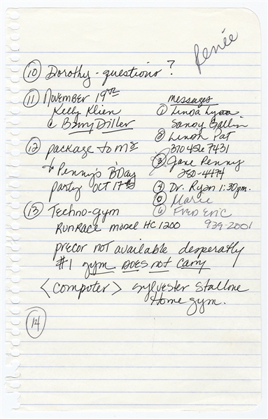 Madonna Handwritten To-Do List