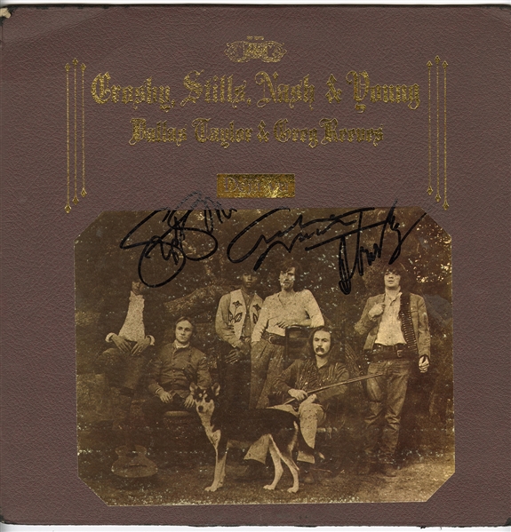 Crosby, Stills & Nash Signed "Deja Vu" Record Album Cover (JSA)