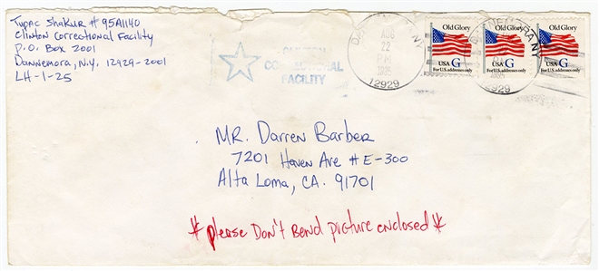 Tupac Shakur Handwritten & Signed Envelope from Prison