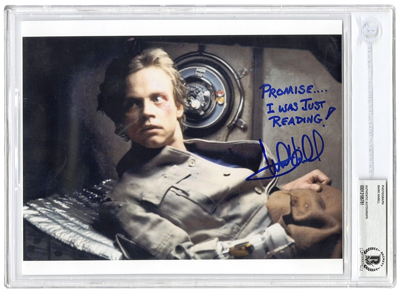Star Wars Mark Hamill Signed Photograph from “The Empire Strikes Back" With Rare Insinuating Inscription (Beckett Encapsulated)