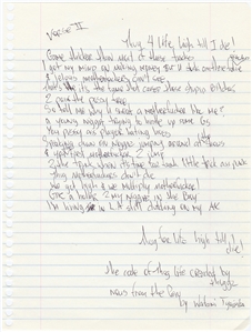 Tupac Shakur “Thug 4 Life Handwritten Lyrics (Big Syke Collection)