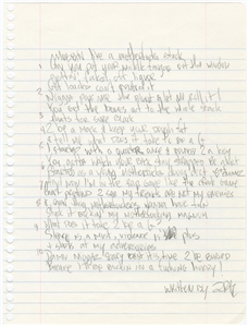 Tupac Shakur “Thug 4 Life Handwritten & Signed Lyrics (Big Syke Collection)