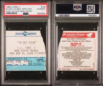 N.W.A. Infamous “F**k The Police" 1989 Arrest Concert Nitro Tour Ticket (As Shown in the film ‘Straight Out of Compton) PSA Population 1