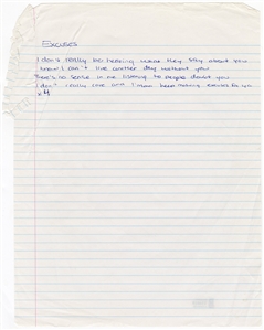 Drake “Excuses" Handwritten Lyrics (Beckett)