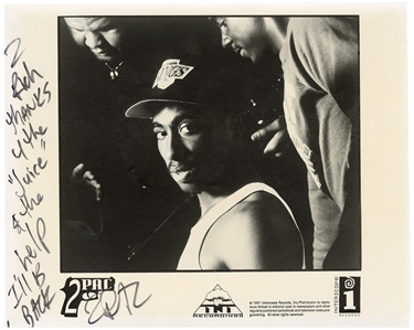 Tupac Shakur Incredibly Rare Signed “Juice Press Photograph with Lengthy Inscription (JSA)