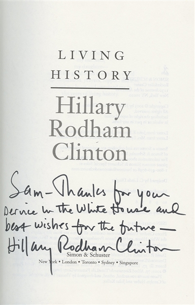 Hillary Clinton Signed “Living History" Book
