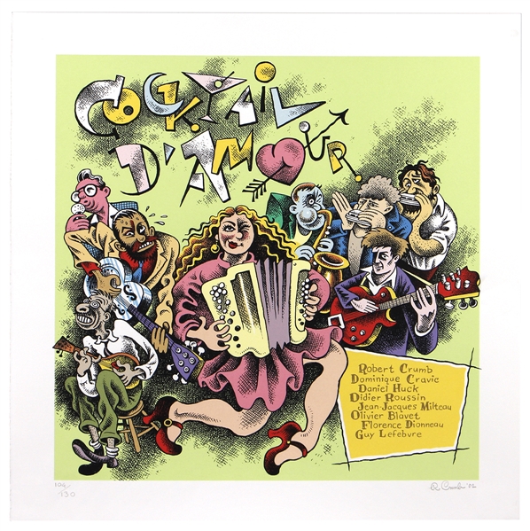 Robert Crumb Les Primitives Du Futur: “World Musette" Signed Limited Edition Album Cover Serigraph #11/130 (2001)