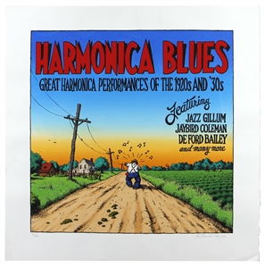 Robert Crumb Signed Record Cover Limited Edition Silkscreen “Harmonica Blues" Great Harmonica Performances of the 1920s and ‘30s (74/200)