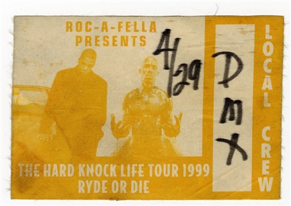 DMXs Personal 4/29/1999 “The Hard Knock Life Tour 1999 Ryde or Die" Concert Backstage Pass