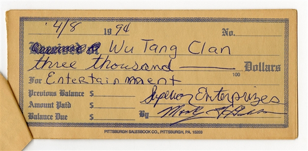 DMX & Wu-Tang Clan One-Of-a-Kind Original 4/8/1994 Concert Poster With Original Paystub Signed by DMX