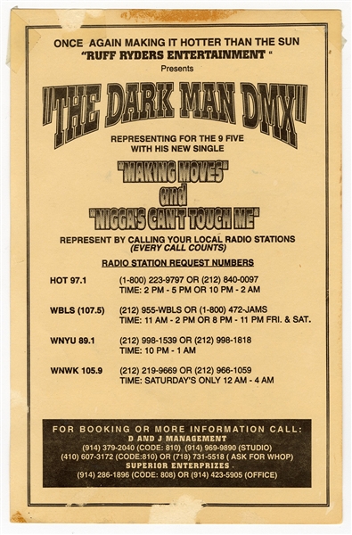DMX “The Dark Man DMX" Original Flyer Circa 1994