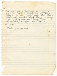 DMX “Make You Go Who" Handwritten Lyrics Circa 1992