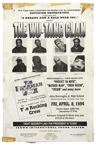 DMX & Wu-Tang Clan One-Of-a-Kind Original 4/8/1994 Concert Poster With Original Paystub Signed by DMX