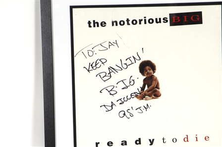 The Notorious B.I.G. Signed “Ready to Die Album Flat With Incredible “Da Illest Junior Mafia Inscription (JSA)