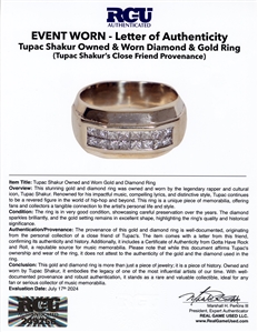 Tupac Shakur Owned & Worn Gold and Diamond Ring (RGU)