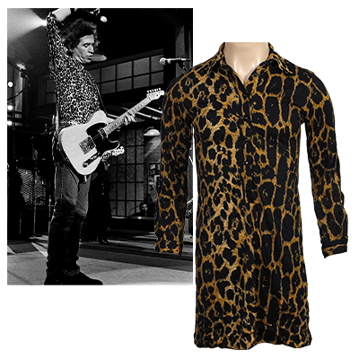Keith Richards 1997 “Bridges to Babylon” Stage Used Iconic Leopard Print T-Shirt